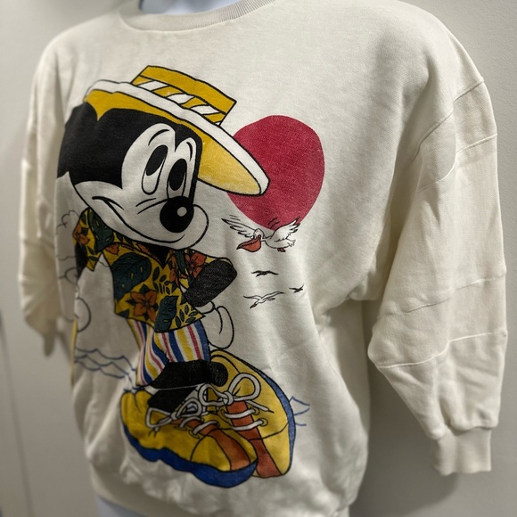 Vintage Mickey Mouse sweatshirt AS-IS CONDITION 90’s no labels Disney beige - Picture 2 of 10